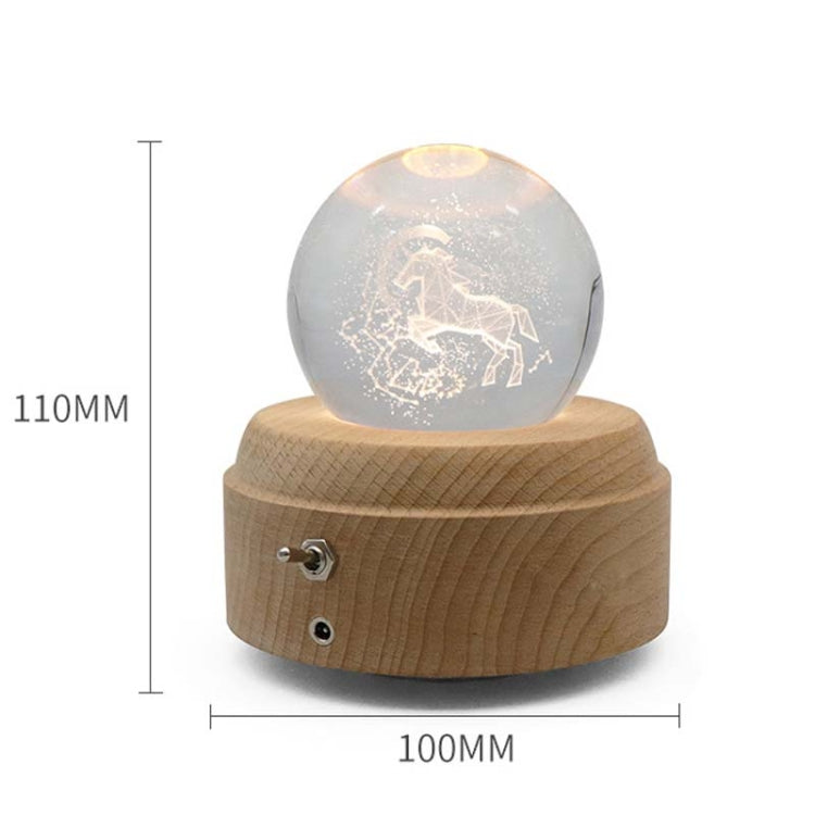 Girl Bedside Lamp Crystal Ball Wooden Base Music Box Charging Glow Rotating Night Light, Random Music(Moon) - Novelty Lighting by buy2fix | Online Shopping UK | buy2fix