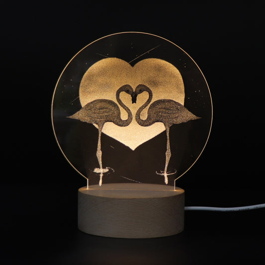 3D Atmosphere Decorative Light Acrylic Inner Carved LED Night Light Creative Girl Table Lamp(Flamingo) - Novelty Lighting by buy2fix | Online Shopping UK | buy2fix