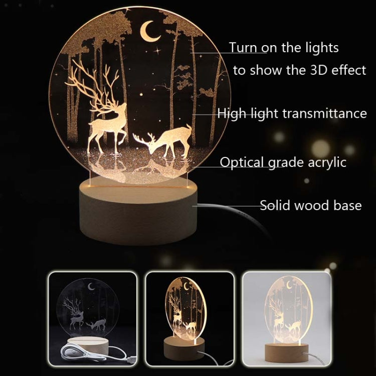 3D Atmosphere Decorative Light Acrylic Inner Carved LED Night Light Creative Girl Table Lamp(Full Moon Swan) - Novelty Lighting by buy2fix | Online Shopping UK | buy2fix