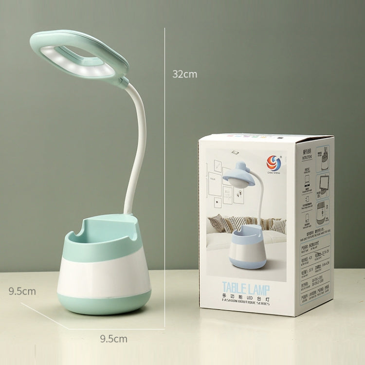 USB Charging LED Desk Light Eye Protection Lamp with Pen Holder and Phone Holder(CS276-4 Blue) - Desk Lamps by buy2fix | Online Shopping UK | buy2fix