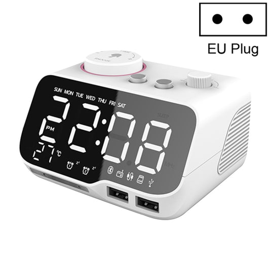 M9 Wireless Bluetooth Speaker Multifunctional Desktop Alarm Clock Support TF Card & U Disk & AUX EU Plug(White) - Desktop Speaker by buy2fix | Online Shopping UK | buy2fix