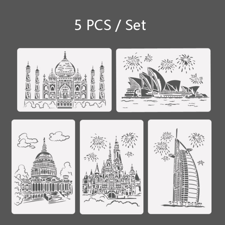 Sailing Line(5pcs / Set) Construction Series Painting Template Theme City A4 Label Template - Art Supplies by buy2fix | Online Shopping UK | buy2fix