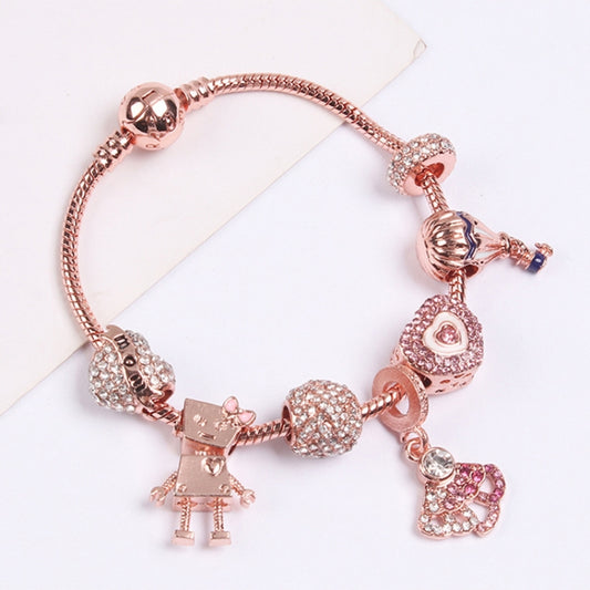 SL124 20cm Women Rose Gold Beaded Bracelet - Bracelets by buy2fix | Online Shopping UK | buy2fix