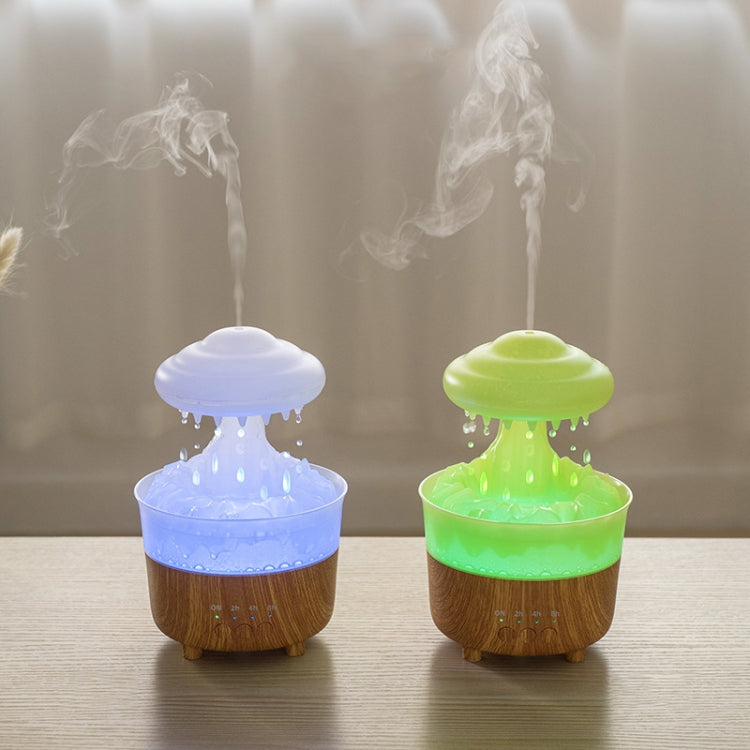 V50 Desktop Colorful Night Light Humidifier Wood Grain Water Drop Aroma Diffuser, Spec: EU Plug(Green) - Air Purifiers & Accessories by buy2fix | Online Shopping UK | buy2fix