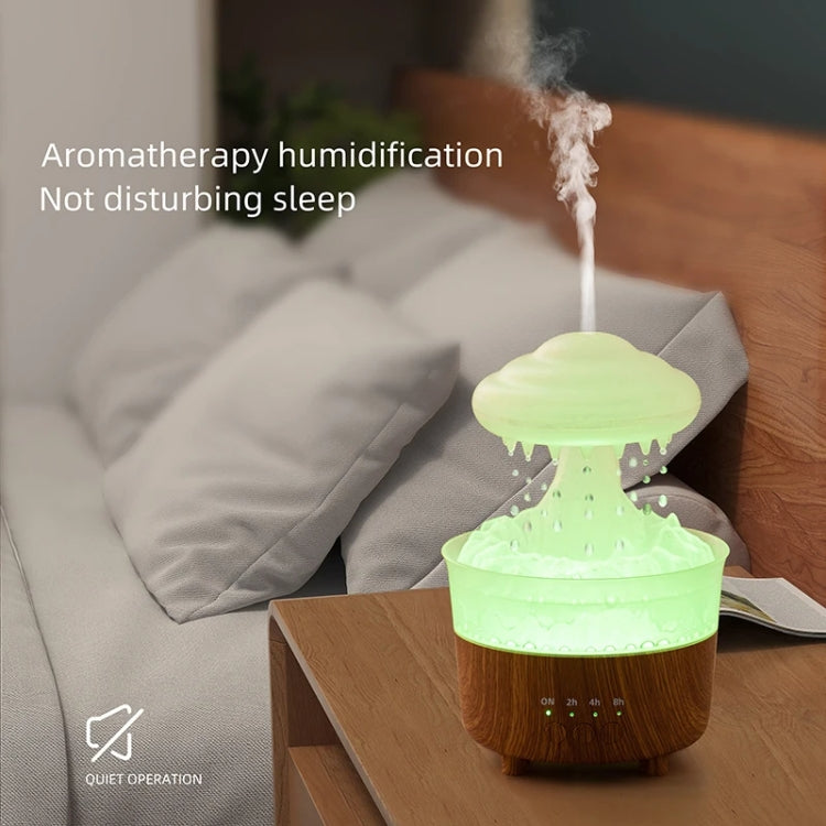 V50 Desktop Colorful Night Light Humidifier Wood Grain Water Drop Aroma Diffuser, Spec: EU Plug(Green) - Air Purifiers & Accessories by buy2fix | Online Shopping UK | buy2fix