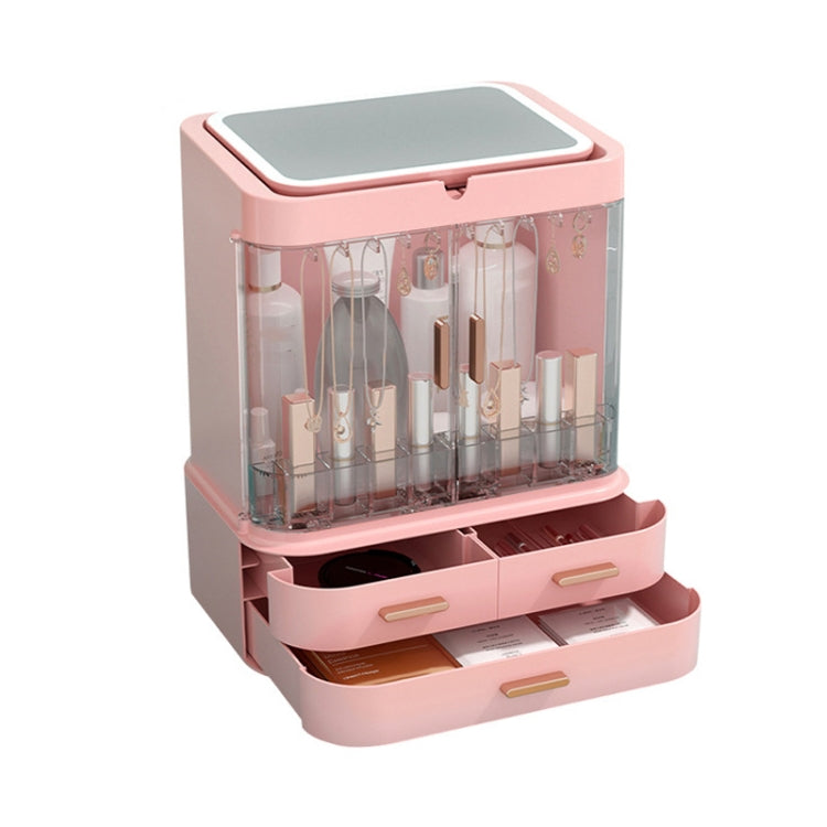 Dust-Proof Drawer Type Cosmetic Storage Box Household Large-Capacity Desktop Lipstick Storage Box, Colour: LED Model Pink - Storage Boxes by buy2fix | Online Shopping UK | buy2fix