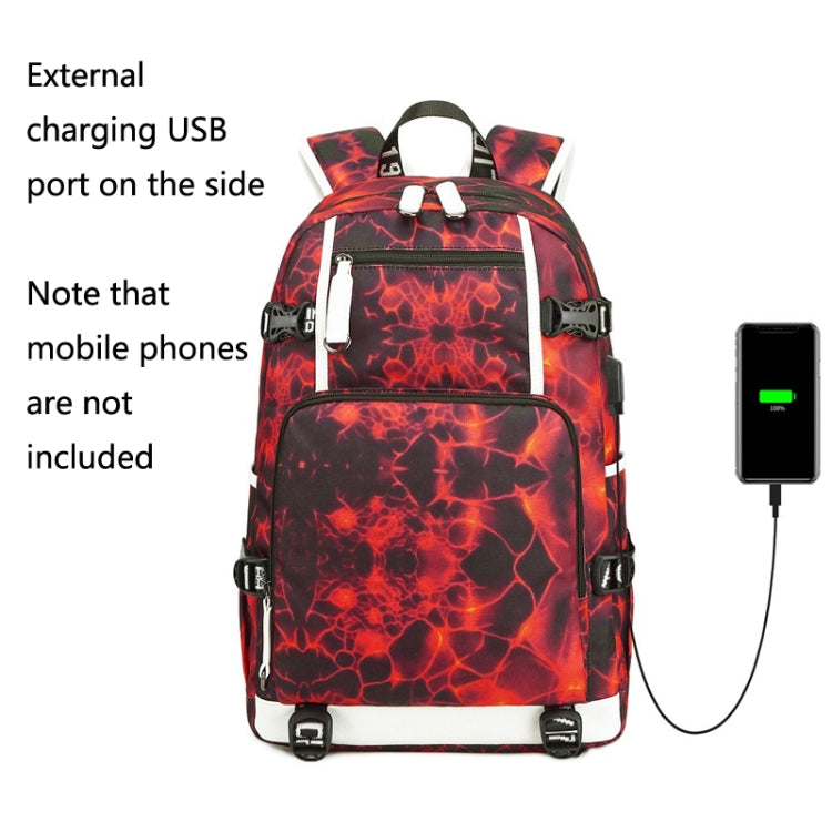 6101-5 Printed Backpack Large Capacity Computer Backpack Waterproof Student School Bag(Geometric Red) - Double-shoulder Bags by buy2fix | Online Shopping UK | buy2fix