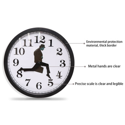 Walking Clock Businessman Briefcase Glass Wall Clock Personality Clock Decoration Round Clock(White) - Wall Clock by buy2fix | Online Shopping UK | buy2fix