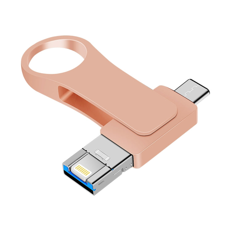 32GB USB 3.0 + 8 Pin + USB-C / Type-C 3 in 1 Mobile Computer Metal U-Disk(Pink) - U Disk & Card Reader by buy2fix | Online Shopping UK | buy2fix