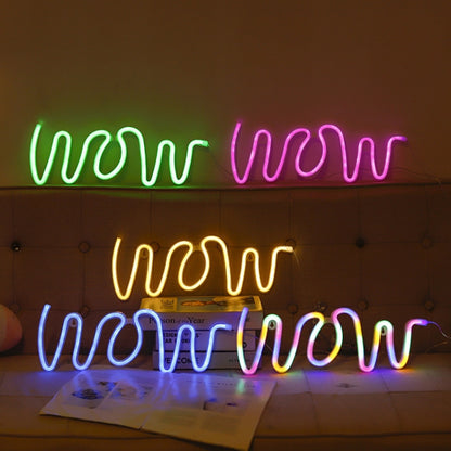 WOW Shape LED Neon Light Wall Hanging Bar Atmosphere Lights(Warm Light) - Holiday Lights by buy2fix | Online Shopping UK | buy2fix