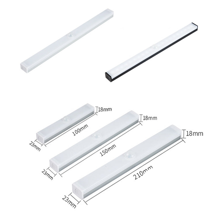 LED Human Body Induction Lamp Long Strip Charging Cabinet Lamp Strip, Size: 15cm(Silver and White Light) - Sensor LED Lights by buy2fix | Online Shopping UK | buy2fix