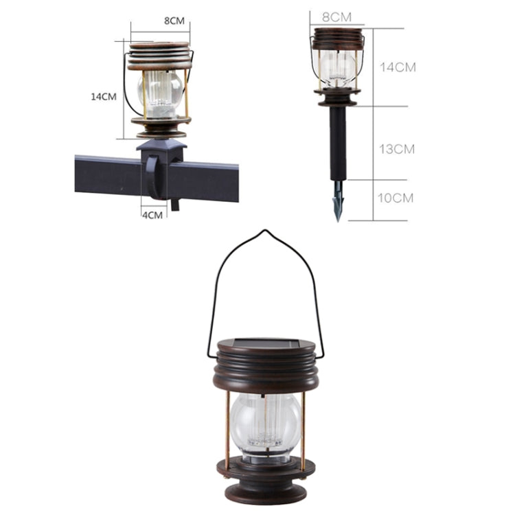 HSR002 Outdoor Retro Solar Lantern Camping Light, Spec: Railing Type-Warm Light - Solar Lights by buy2fix | Online Shopping UK | buy2fix