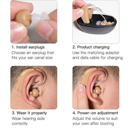 Elderly Use Can Charge Sound Amplifier Hearing Aid, Specification: US Plug(Blue Double Machine+White Charging Bin) - Hearing Aids by buy2fix | Online Shopping UK | buy2fix