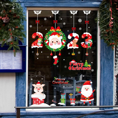 Santa Claus Hanging Stickers Shop Window Glass Door Living Room Wall Stickers(6308) - Christmas Stickers by buy2fix | Online Shopping UK | buy2fix