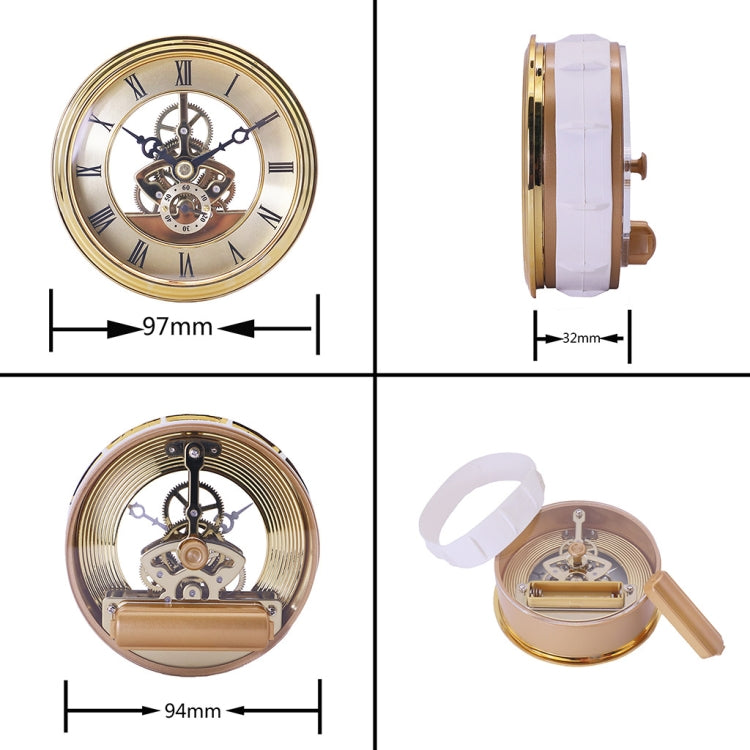 Metal See-through Quartz Clock Gear Clock DIY Accessories 97mm Golden Clock Head - DIY Clocks by buy2fix | Online Shopping UK | buy2fix