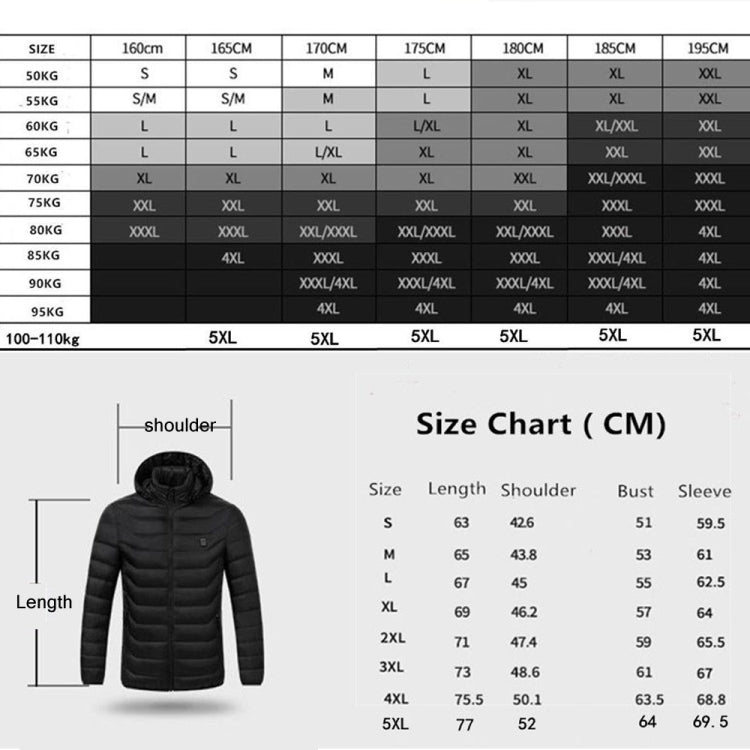 19 Zone 4 Control Blue USB Winter Electric Heated Jacket Warm Thermal Jacket, Size: M - Down Jackets by buy2fix | Online Shopping UK | buy2fix