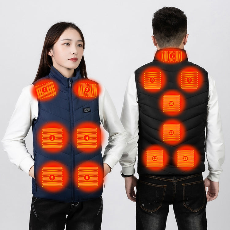 11 Area Double Control Blue USB Electric Heating Undershirt Intelligent Warm Vest(M) - Down Jackets by buy2fix | Online Shopping UK | buy2fix