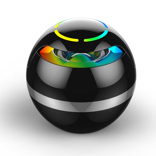 GS009 Bluetooth 4.2 Round Ball Small Speaker With Colorful Light Support TF Card / FM(Black) - Desktop Speaker by buy2fix | Online Shopping UK | buy2fix