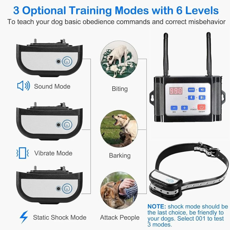 Outdoor Wireless Electronic Pet Fence Night Reflective Collar, Specification: One for One(EU Plug) - Training Aids by buy2fix | Online Shopping UK | buy2fix