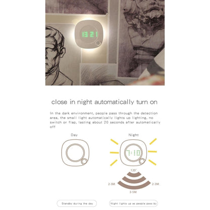 JMD-03 Human Body Infrared Sensor LED Night Light Wall Clock for Bathroom,Spec: Charging Model - Sensor LED Lights by buy2fix | Online Shopping UK | buy2fix