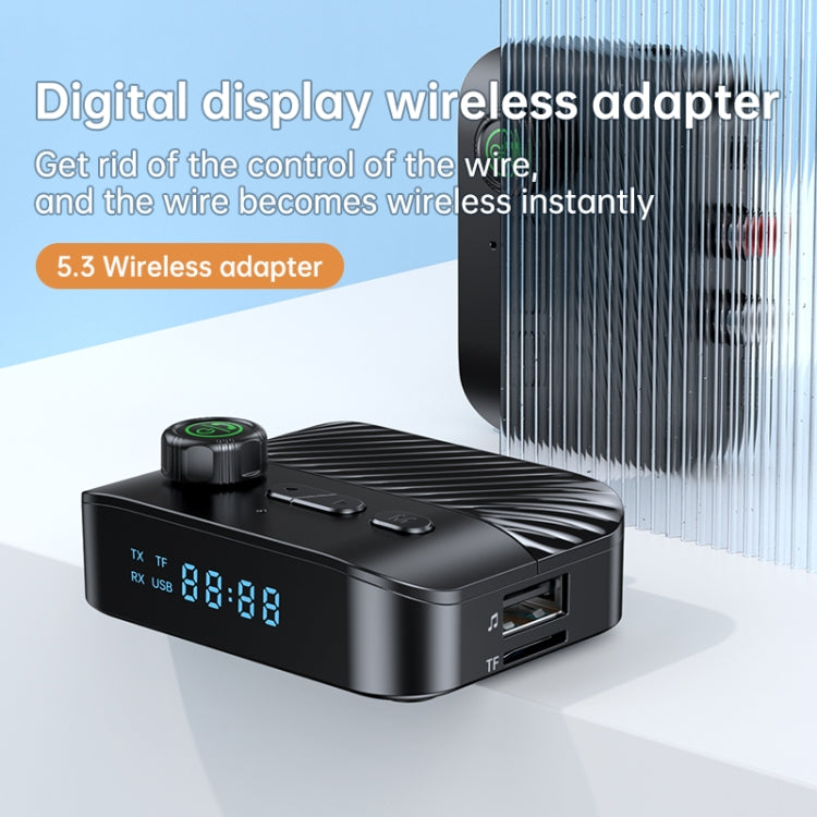 Digital Display Bluetooth 5.3 Audio Receiver Transmitter Support USB /TF Card MP3 Player - Audio Receiver Transmitter by buy2fix | Online Shopping UK | buy2fix