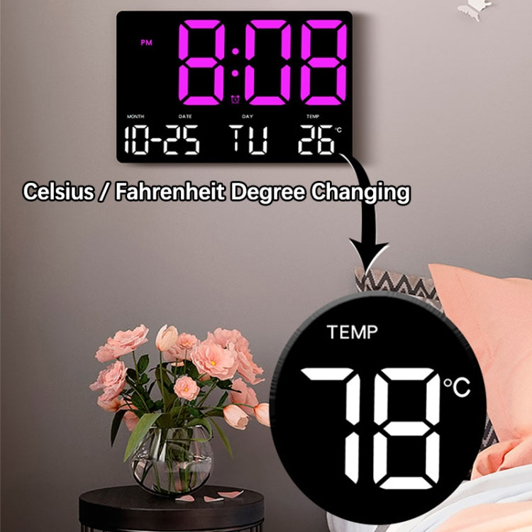 Large Display Led Digital Clock 5 Modes Brightness Adjustable Temperature Mute Electronic Clock(Western Red Double Color) - Alarm Clocks by buy2fix | Online Shopping UK | buy2fix