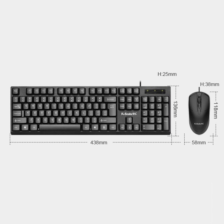 K-Snake KM001 Wired Keyboard And Mouse Set Desktop Computer Keyboard, Style: Without Mouse - Wired Keyboard by K-Snake | Online Shopping UK | buy2fix