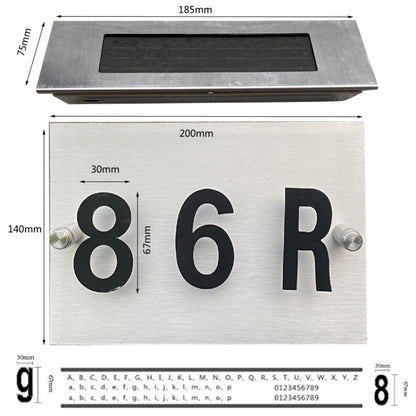 Small-4LED White Light (67x30)  Stainless Steel Solar House Number Wall Light LED Address Indication Number Plate - Solar Lights by buy2fix | Online Shopping UK | buy2fix