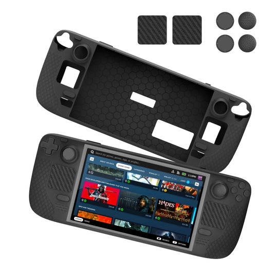 JYS JYS-SD011 For Steam Deck 7pcs/set Host Silicone Case With Joystick Cap+Touch Board Sticker Set(Black) - Cover Case by JYS | Online Shopping UK | buy2fix