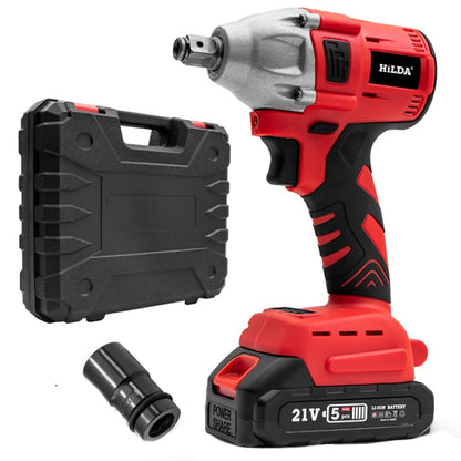 HILDA Motorized Wrenches Lithium Repair Parts With 22mm Socket, EU Plug, Model: Red With 1 Battery+1 Charger(1500mAh) - Screws by HILDA | Online Shopping UK | buy2fix