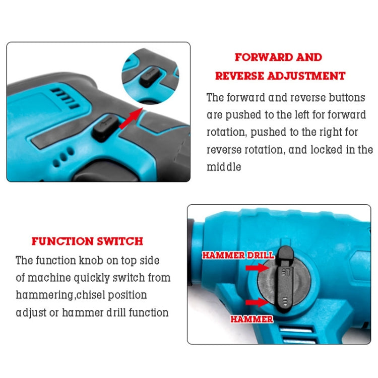 HILDA 12pcs /Set Li-Ion Power Hammer Electrical Impact Drill, Model: 2 Battery+1 Charger US Plug - Drill & Drill Bits by HILDA | Online Shopping UK | buy2fix