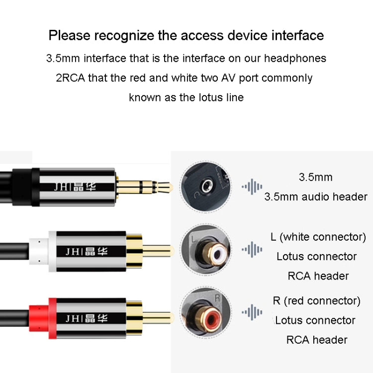 JINGHUA 1 In 2 3.5mm Audio Cable  3.5mm To 2RCA Double Lotus Computer Speaker Cell Phone Plug Cable, Length: 5m - RCA Cable by JINGHUA | Online Shopping UK | buy2fix