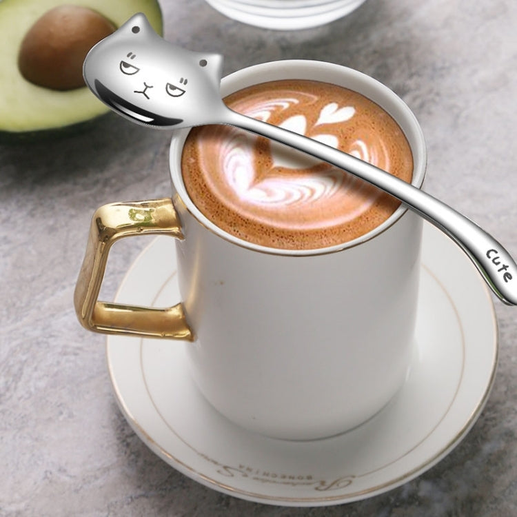 Kacheeg Stainless Steel Cats Spoon Cute Coffee Dessert Ladle Stirring Stick, Style: Smile - Cutlery Sets by Kacheeg | Online Shopping UK | buy2fix