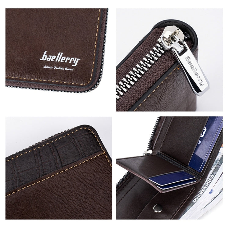 Baellerry D5101 RFID Anti-theft Spliced Short Wallet Retro Multi-card Zipper Coin Purse(Light Brown) - Antimagnetic RFID Package by Baellerry | Online Shopping UK | buy2fix