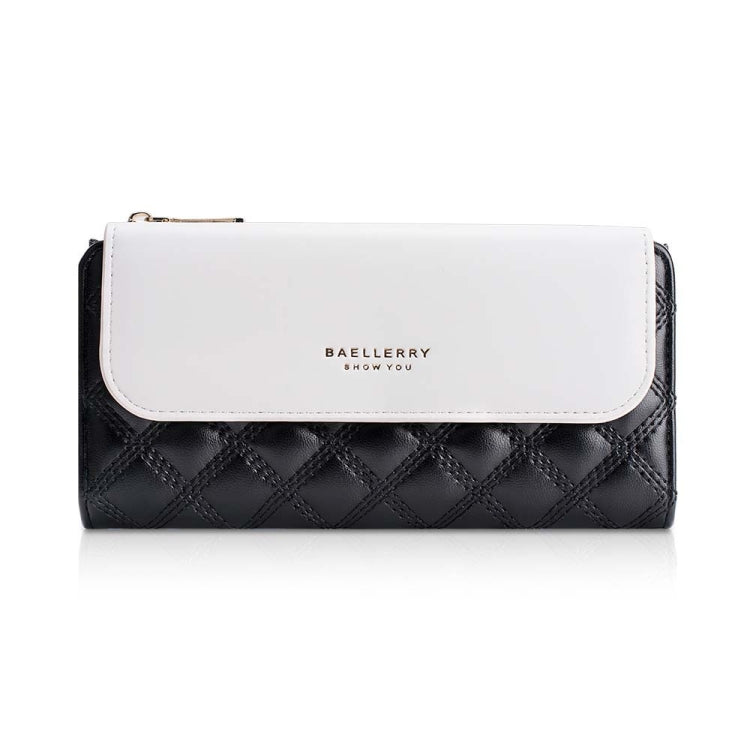 Baellerry N2403 Ladies Long Wallet with Multiple Card Slots Large Capacity Tri-fold Clutch Bag, Color: Black White - Wallets by Baellerry | Online Shopping UK | buy2fix