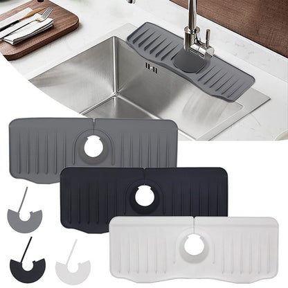 Bathroom Kitchen Silicone Faucet Anti-Splash Drain Mat, Color: Black(37x14.7x2cm) - Faucets & Accessories by buy2fix | Online Shopping UK | buy2fix