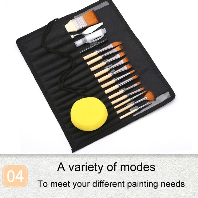 ZHU TING 18pcs /Set Two Color Nylon Bristle Paintbrush Set Painting Watercolor Brushes With Cloth Bag(Black Rod) - Art Supplies by ZHU TING | Online Shopping UK | buy2fix