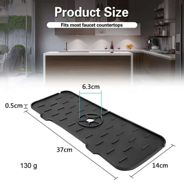 Kitchen Bath Faucet Silicone Drain Mat Sink Splash Proof Silicone Pad(Black) - Faucets & Accessories by buy2fix | Online Shopping UK | buy2fix