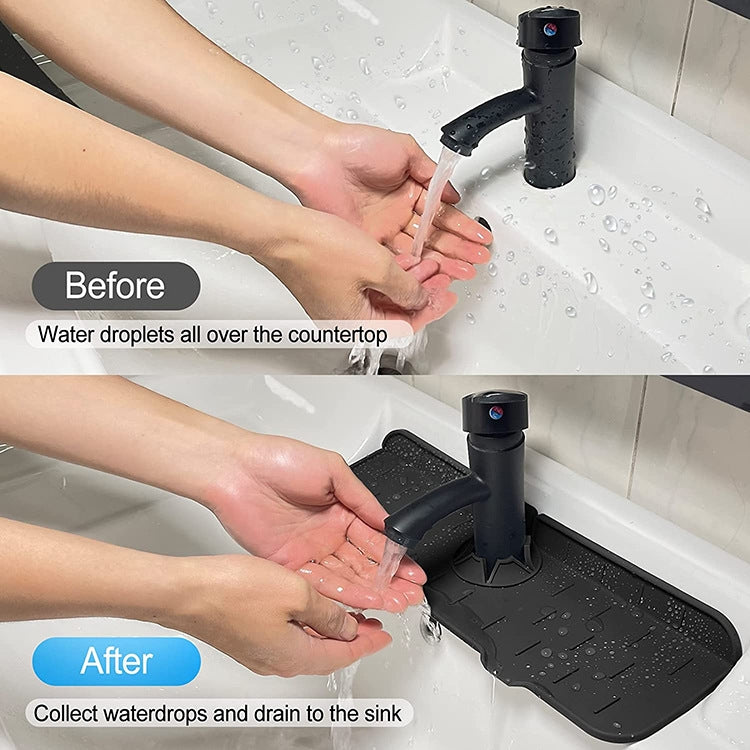 Kitchen Bath Faucet Silicone Drain Mat Sink Splash Proof Silicone Pad(Black) - Faucets & Accessories by buy2fix | Online Shopping UK | buy2fix
