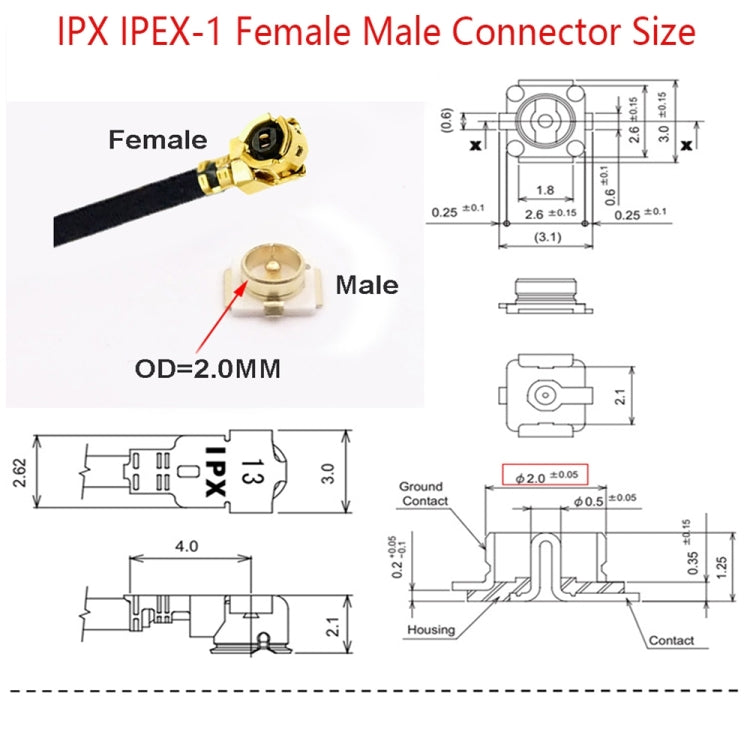 1 In 4 IPX To RPSMAJ RG178 Pigtail WIFI Antenna Extension Cable Jumper(20cm) - Connectors by buy2fix | Online Shopping UK | buy2fix