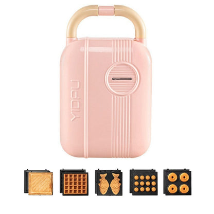 6 In 1 YIDPU Multifunctional Family Breakfast Maker Light Diet Sandwich Waffle Baker, CN Plug(Pink) - Bulit-in Ovens & Accessories by YIDPU | Online Shopping UK | buy2fix