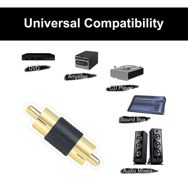 10pcs Gold-plated RCA Lotus Male to-Male  AV Audio Adapter(Black) - RCA Adapter by buy2fix | Online Shopping UK | buy2fix