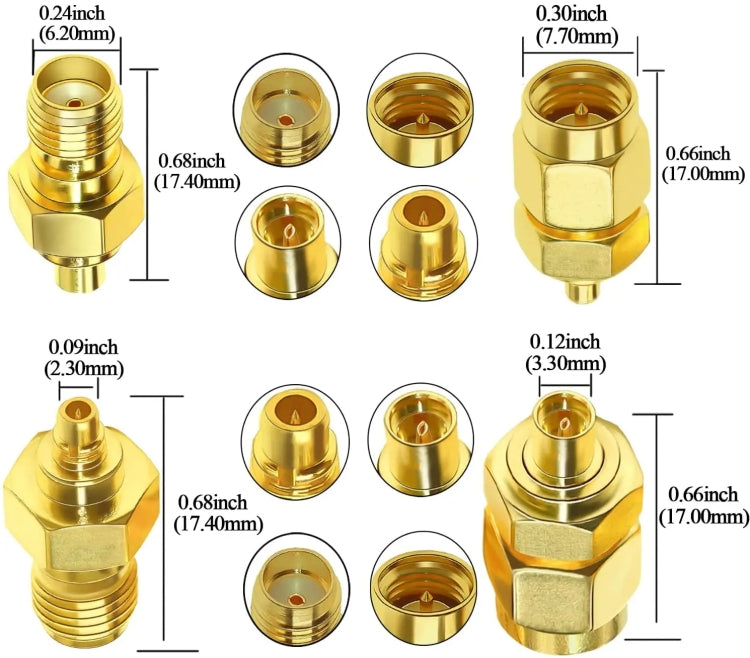 SMA Female To MMCX Female Coaxial Adapter Kit Brass Coaxial Connector RF Antenna Adapter - DVB-T & Simulation Antenna by buy2fix | Online Shopping UK | buy2fix