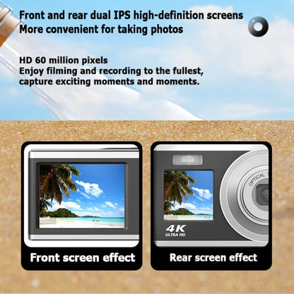 4K HD Optical Zoom Digital Camera 60MP Dual Screen Selfie Camera, No Memory(Black) - Video Cameras by buy2fix | Online Shopping UK | buy2fix