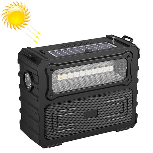 DV-690 Dual LED Light Solar Wireless Bluetooth Speaker Outdoor Camping FM Radio(Black) - Radio Player by buy2fix | Online Shopping UK | buy2fix