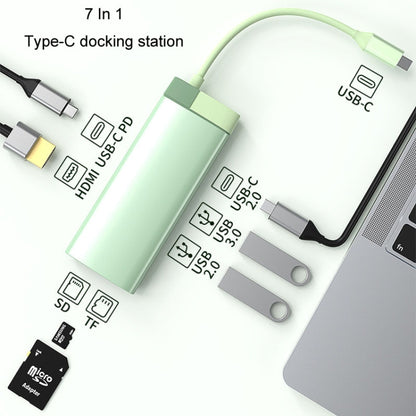 BS7A 7 In 1 Type-C Docking Station Multi-Function USB Hub Docking Station Converter(Green) - USB HUB by buy2fix | Online Shopping UK | buy2fix