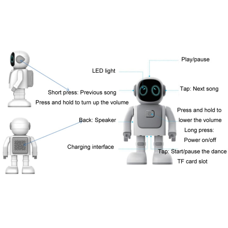 APP Intelligent Programming Astronaut Bluetooth Audio Dancing Robot(Silver Gray) - RC Robots by buy2fix | Online Shopping UK | buy2fix