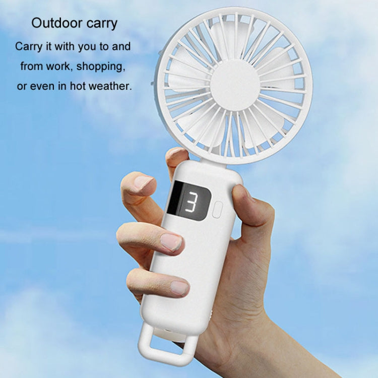 Portable Digital Display Hanging Neck Mute Small Fan USB Charging Handheld Foldable Fan(Blue) - Electric Fans by buy2fix | Online Shopping UK | buy2fix