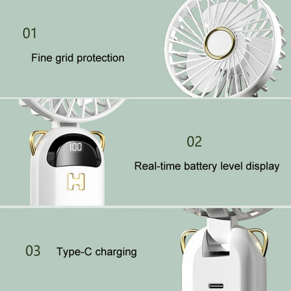 Foldable Digital Display USB Charging Fan Handheld Mute Hanging Neck Outdoor Small Fan(Green) - Electric Fans by buy2fix | Online Shopping UK | buy2fix