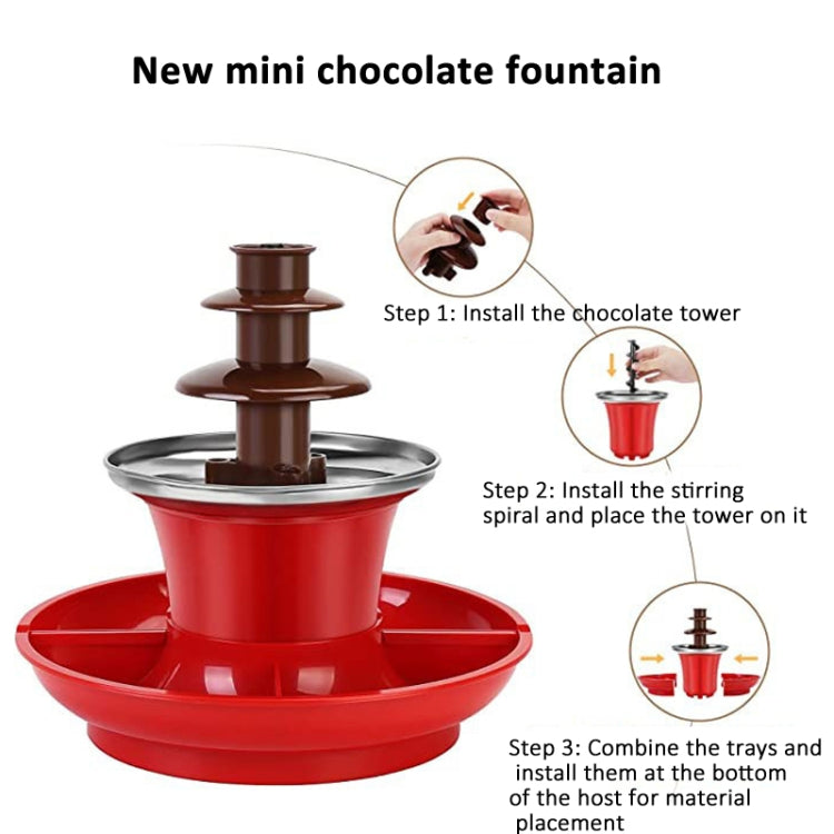 35W  3 Tier Chocolate Fountain  Mini Fondue Set with Hot Melting Pot Base 220V EU Plug - Others by buy2fix | Online Shopping UK | buy2fix